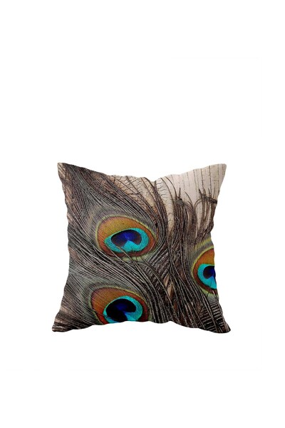 Pelangi Double Sided Brown Peacock Patterned - Hidden Zipper Pillow Case