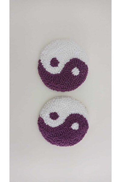 ETİK AKSESUAR Set of 2 Embroidery Punch Car Coasters - In-Car Coasters