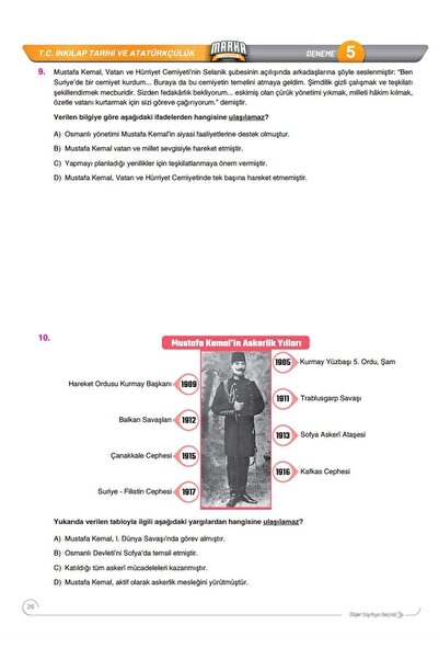Marka Yayınları 2026 Lgs 1.dönem Konuları T.c. Inkılap Tarihi Ve Atatürkçülük 6 Deneme