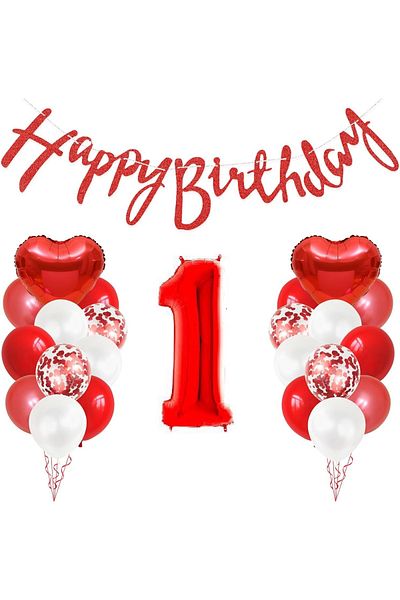DÜVENCİ TİCARET Heppy Birthday Red Balloon Set