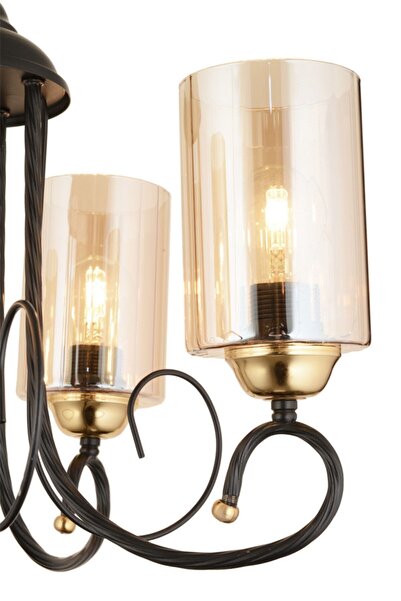 Genel Markalar Kule 3'lü Siyah Silindir Cam Lüks Yukarı Bakan Avize