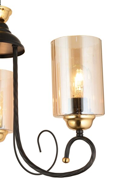 Genel Markalar Kule 3'lü Siyah Silindir Cam Lüks Yukarı Bakan Avize