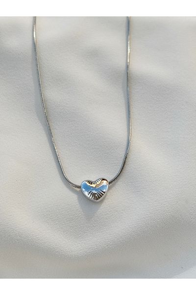 Eylülün Takısı Women's Silver Color Heart Model Necklace
