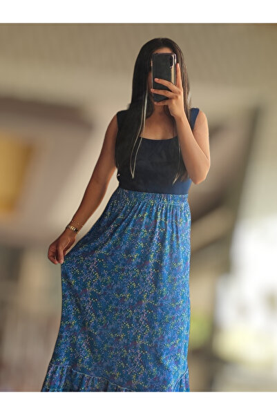 Sublime Butik Καλοκαιρινή μακριά φούστα με φλοράλ σχέδιο - τραγανό σχέδιο