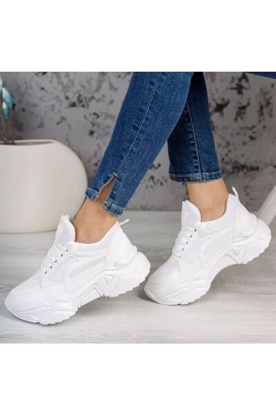 FLORİN Pantofi de damă Afilli, alb, cu talpă groasă, plimbare zilnică, antrenament ocazional, pantofi sport în aer liber