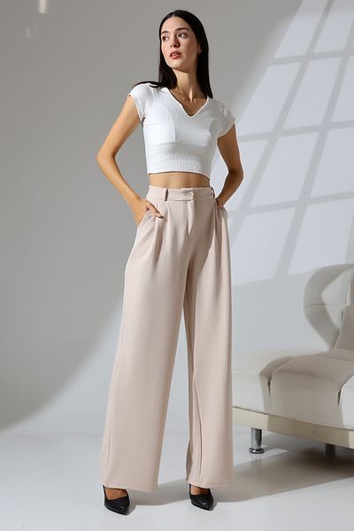 Butik Beyza Pantaloni tricotați din Lycra Crep