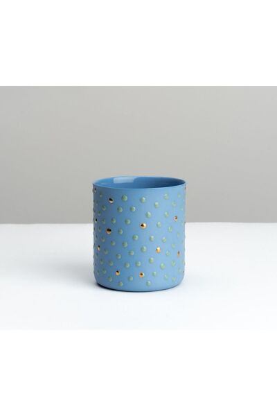 Meyda Atelier Dot Maxi El Yapımı Gerçek Altın Dekorlu Porselen Fincan/bardak-mavi/yeşil/gold