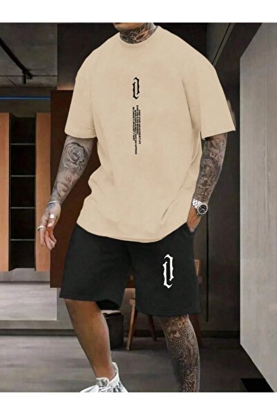 MEİLİFENG Unisex Women/Men's Vertical Custom Printed Color Shorts T-Shirt Set