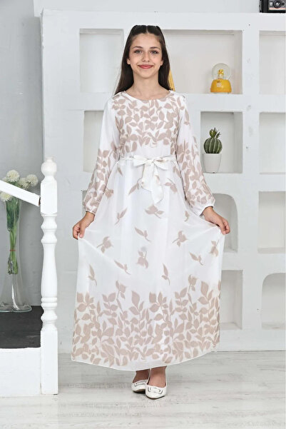 Wild Flower Rochie lungă Hijab - Fată tânără, țesătură șifon, căptușită din bumbac