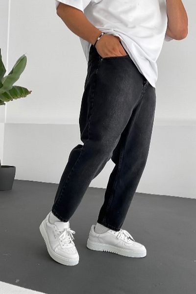 NO61 MAN Τζιν Boyfriend Black Grinded Comfortable Fit