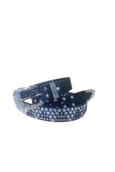 targay Ζώνη καουμπόι με πλήρη διακόσμηση από λαμπερές πέτρες, μαύρη