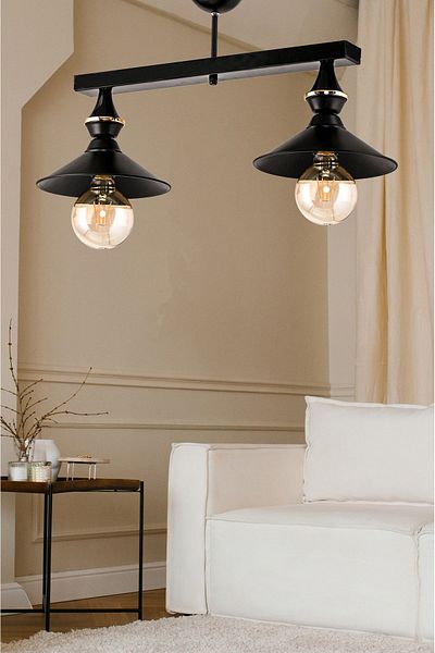 DEDE DOUBLE UFO PENDANT LIGHT CHANDELIER BLACK WITH JAPANESE HAT