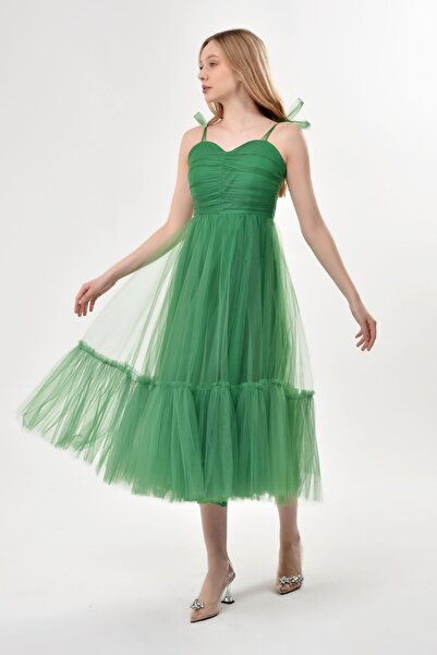 Asees Кольорова вечірня сукня-тулія на бретелях