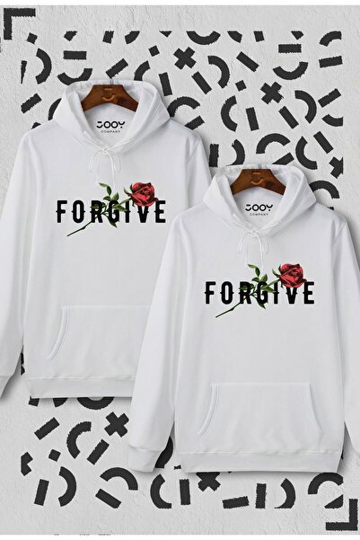 Jooy Company Σετ φούτερ με κουκούλα Lover Couple Combine Forgive White Hooded...