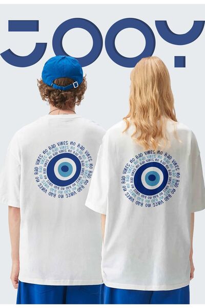 Jooy Company Evil Eye Design Lover Couple Combination White Oversize Tshirt Σ...