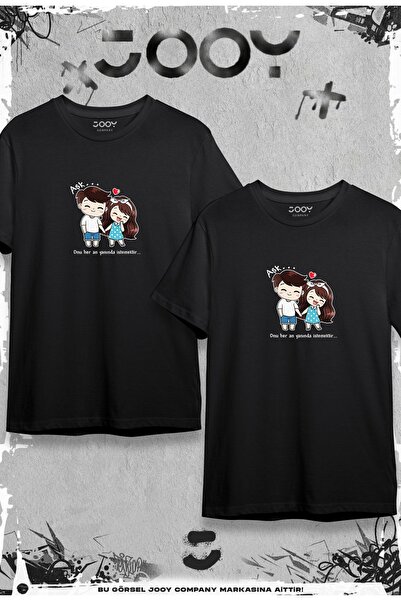 Jooy Company Love Themed Lover Couple Συνδυασμός Μαύρο Oversize Tshirt Σετ 2 ...