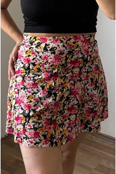 KaSheHa Renkli Helen Kumaş Çıtır Volanlı Mini Şort Etek 40 Cm