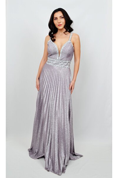 ALİS DRESS Beli Ve Omuzu Taş Işlemeli Pilise Etekli Abiye