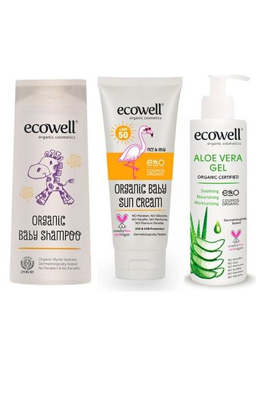 Ecowell Mini Summer Pack for Baby - Shampoo, Sunscreen and Aloevera Gel