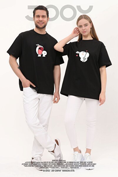 Jooy Company Dear Rabbit Design - Μαύρο Oversize T-Shirt Σετ 2 τεμαχίων