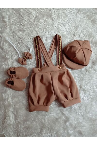 AgTasarım Taba Kahve Doğum Günü Konsept Salopet Takım