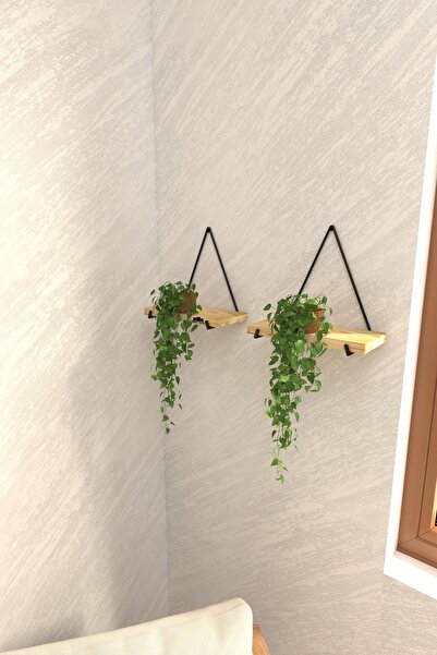 ViraHome 2 Li Üçgen Masif Ahşap Dekoratif Raf Balkon Rafı Tanzim Çiçeklik