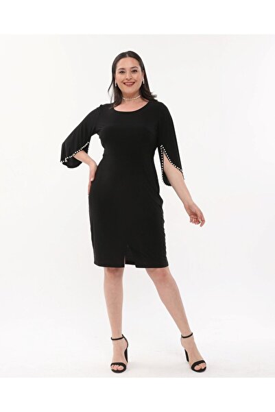 RAMMEN Kadın, Büyük Beden, Inci Detaylı, Siyah, Söz, Nikah, Özel Gün, Abiye V...