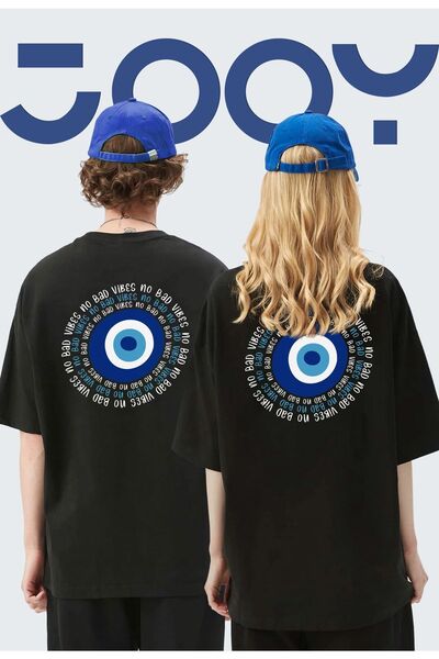 Jooy Company Evil Eye Bead Design Lover Couple Συνδυασμός Μαύρο Oversize Tshi...