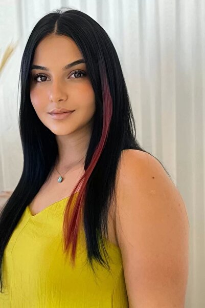 little Luv Κόκκινο Ombre Μαύρο ίσιο κομμάτι μαλλιών με κλιπ