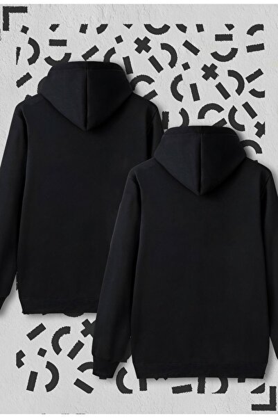 Jooy Company Kalp El Tasarım Sevgili Çift Kombini Siyah Kapüşonlu Sweatshirt