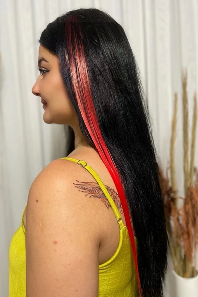 little Luv Бургунди и червени омбре прави клипс странични удължители