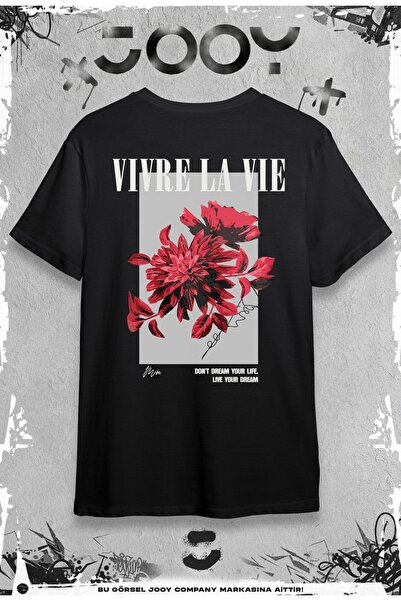 Jooy Company Vivre La Vie Sevgili Çift Kombini Siyah Oversize Tshirt 2'li Set