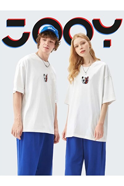 Jooy Company Unisex Lover Combination Tokyo Panda Oversize Λευκό Tshirt Σετ 2 τεμαχίων