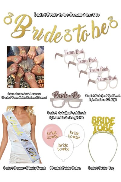 Parti Furyası فستان زفاف ذهبي - مستلزمات حفلات العازبة، وشاح وشم تاج وزخارف ك...