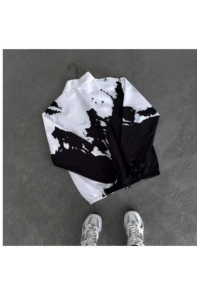 MSRT Unisex White Printed Zippered Raincoat & Windbreaker