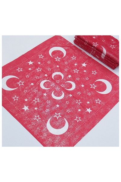 HUZURLU Ayyıldızli Flag 50 Pieces of Polyester Stitched Writing Soldier Writing 100X100 Size