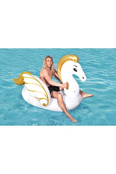 BESTWAY Pegasus Patterned Inflatable Riding Boat - For Sea and Pool, 231x150 cm