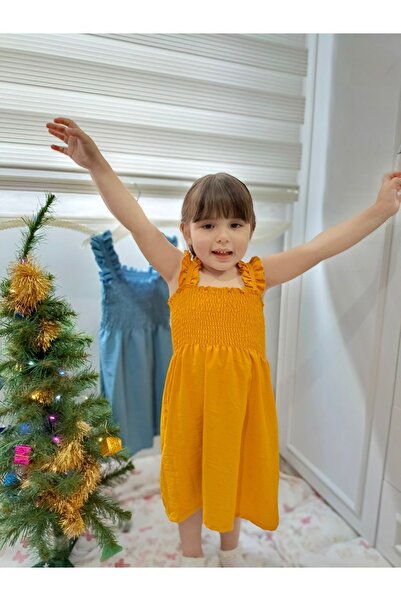 Aynema Kids Askılı,Askısı Fırfırlı Kız Çoçuk Elbise