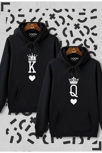 Marjill Dear King Queen Printed - Black Couple Combination Σετ 2 τεμαχίων