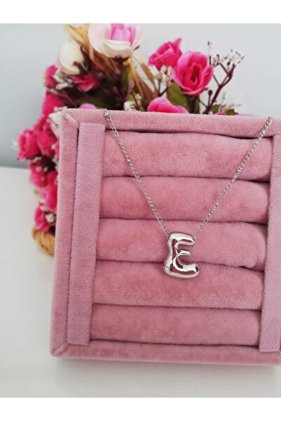 Judas Takı قلادة بالون حرف E - قلادة فضية اللون بالأحرف الأولى