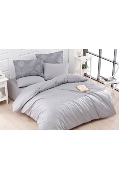 CHARLOTTE Elegant Plain Single Duvet Cover Set - 100% Cotton, 2 Pillowcases