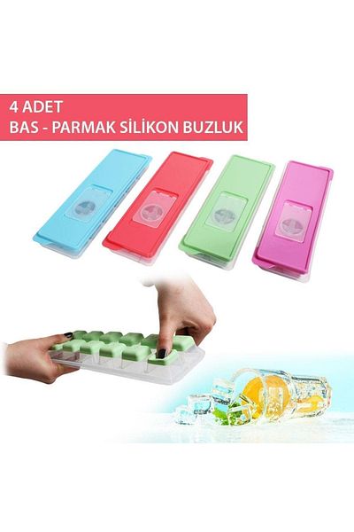Gondol Non-Stick Silicone Push-Out Ice Box Cube Shaped Ice Mold 4 Pieces Colorful