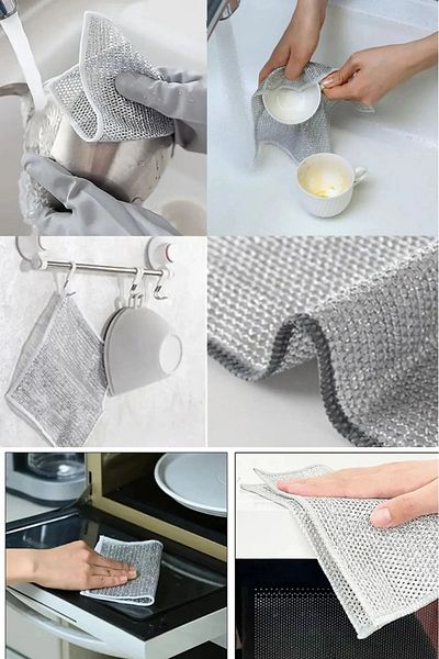 afifehome 6 Pieces of Anti-Scratch Dishcloth - Wire Rubbing, Steel Wire Dish Towel