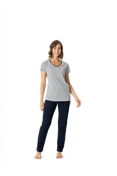 U.S. Polo Assn. U.S. Polo Assn. Women's V-Neck Navy Blue Pocket Pajamas Set - 024Y.Z1Et6.A.G9.9.R.P8