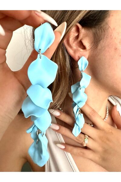 alsaccessories الضوء الأزرق اللون ورقة نموذج طويل الاكريليك أقراط متدلية أنيقة