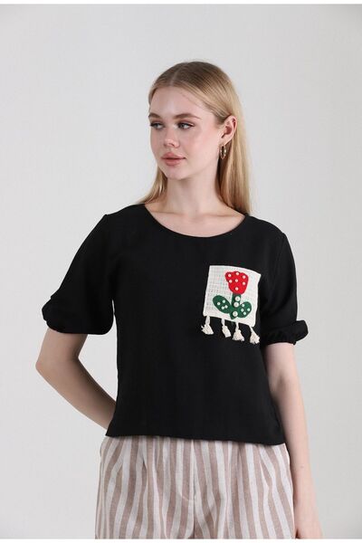 jöns since 1997 Жіноча блуза з велосипедним коміром та бісерною вишивкою