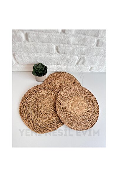 yeninesilevim 3'lü Yuvarlak Hasır Nihale Tatlı Tabağı Suplası 20 cm