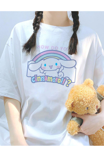 AEMİ Cinnamoroll Sa deznom Bela Oversize kroj Žene T-shirt