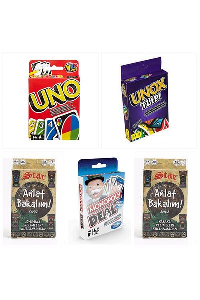 GenelTedarik Exquisite 5-Piece Set - Uno, Unox Tlip, Monopoly, Narrat Scance 1 and Narrat Scance 2