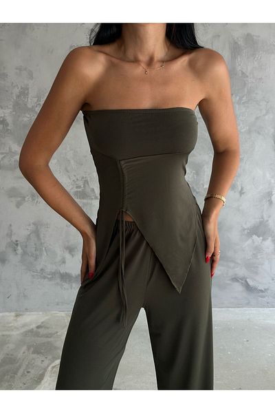 SUYA US WEAR Set bluză și pantaloni fără bretele din țesătură Sandy